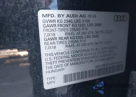 2025 Audi Q3 Premium 45 Tfsi S Line Quattro Tiptronic from USA, damaged, VIN WA1DECF32S1005343